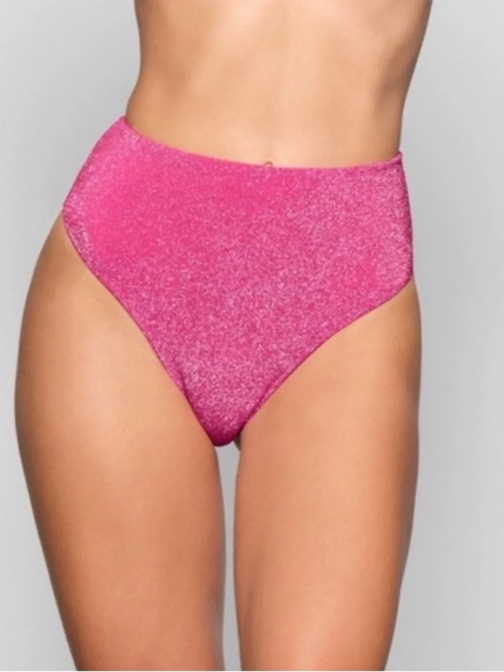 Skims Pink Sparkle mid rise bikini